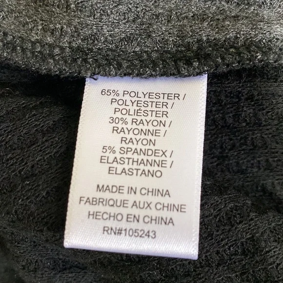 Bobeau Open Front Grey Black Colorblock Waffle Knit Cardigan - Picture 7 of 8